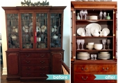 Upper West Side Dining Room China Cabinet Reorganization Before and After