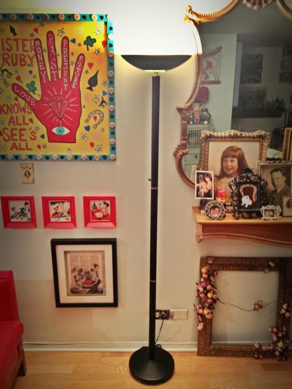 25yr old black halogen floor lamp in need of a glammy makeover.