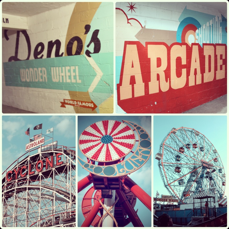 Steve Power's super saturated signs in Luna Park, Coney Island.