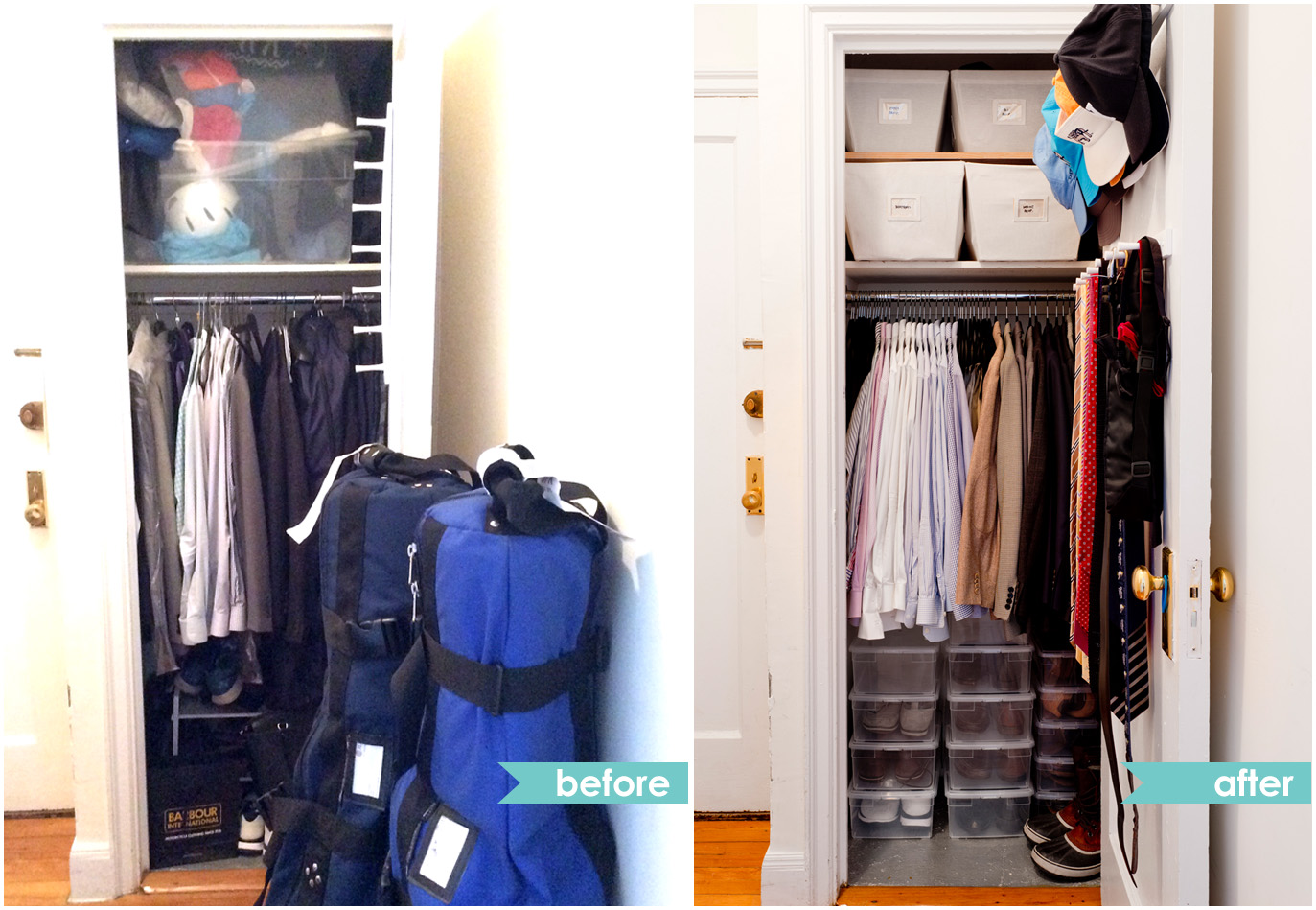 Closet organization before and after photos from a recent client.